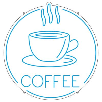 طرح نئون فنجان قهوه دایرهای – وکتور کافیشاپ