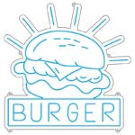 طرح نئون برگر با نوشته BURGER – وکتور تابلو فست‌فود