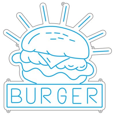 طرح نئون برگر با نوشته BURGER – وکتور تابلو فستفود