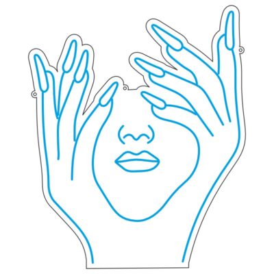 طرح نئون دست و صورت زن فانتزی – وکتور زیبایی و مد