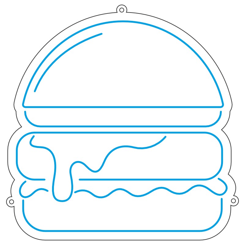طرح نئون همبرگر دوبل – وکتور فستفود و منو 9 design 375 1 fries neon vector
