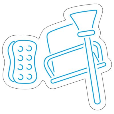 طرح نئون فرچه، جارو و تی تمیزکاری