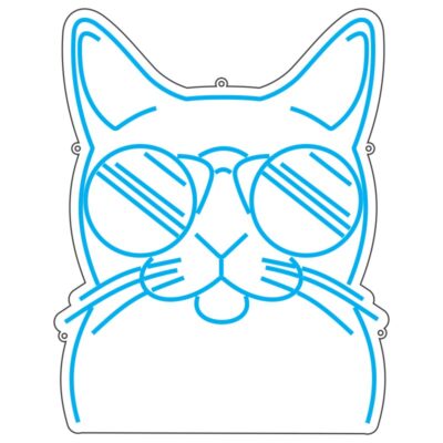 طرح نئون گربه با عینک