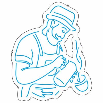 طرح نئون باریستا در حال کار