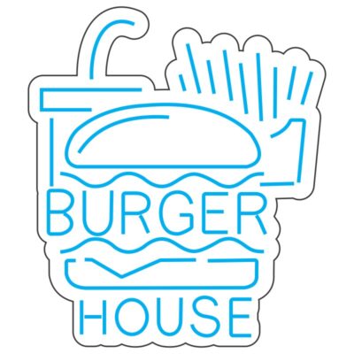 طرح نئون فستفود برگر و سیبزمینی