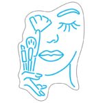 طرح نئون چهره زن و براش آرایشی