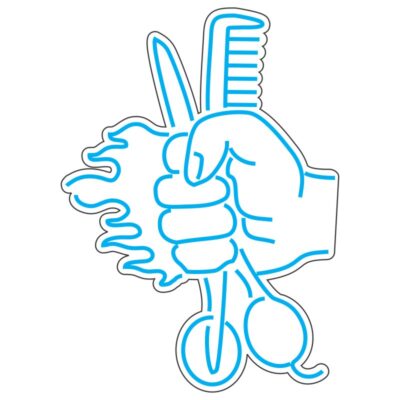 طرح نئون آرایشگر با قیچی