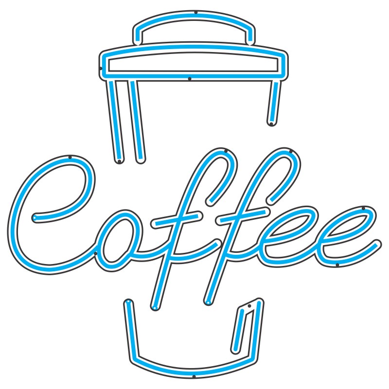 طرح نئون نوشته Coffee با میز 4 design 617 1 قهوه نئون