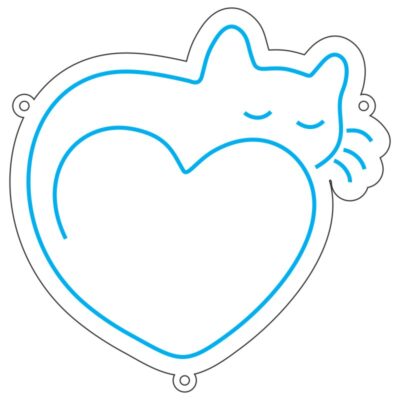 طرح نئون گربه قلبی فانتزی