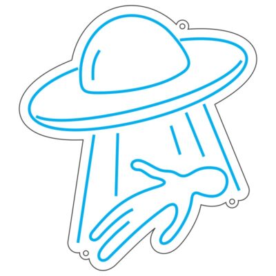 طرح نئون بشقاب پرنده و بیگانه