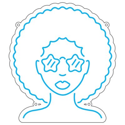 طرح نئون زن با موی فر و عینک ستارهای