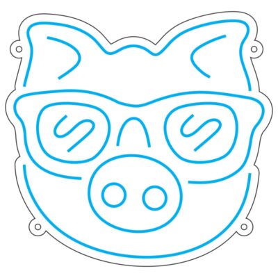 طرح نئون خوک با عینک آفتابی