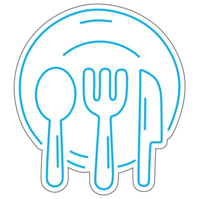 طرح نئون بشقاب و قاشق چنگال