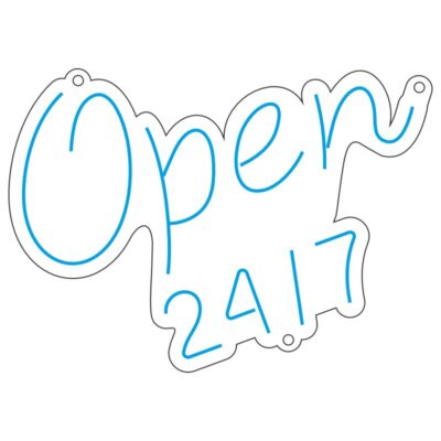 طرح نئون Open 24/7 برای تابلو مغازه