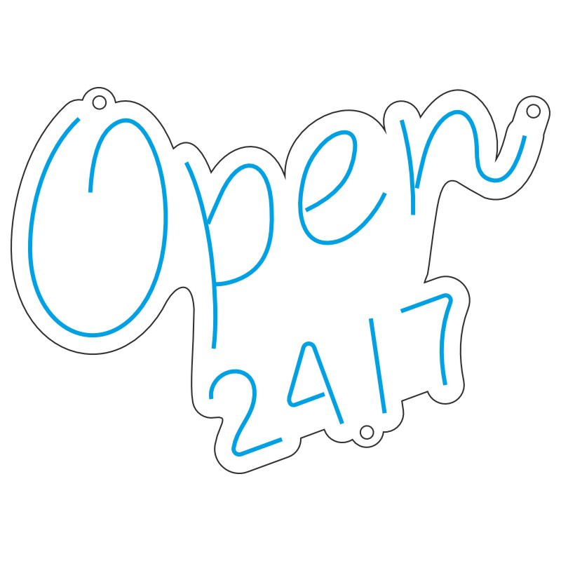 طرح نئون Open 24/7 برای تابلو مغازه 4 design 99 1 موز