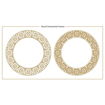 وکتور قاب دایره‌ای تذهیبی | فریم تزئینی طلایی