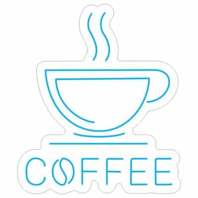 نئون فنجان قهوه با بخار و نوشته Coffee