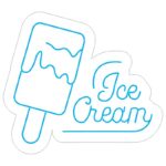 طرح نئون بستنی کیم یخی چوبی با نوشته ice cream