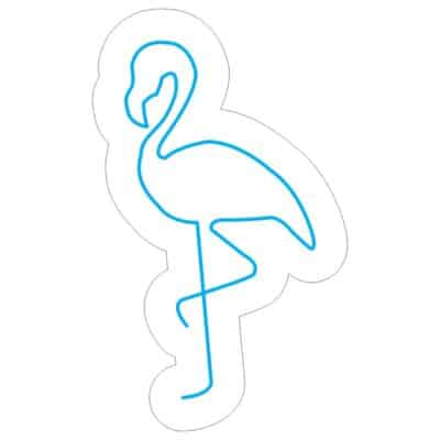 طرح نئون پلیکان و لک‌لک روی یک پا