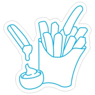 نئون سیب زمینی همراه با ظرف سس