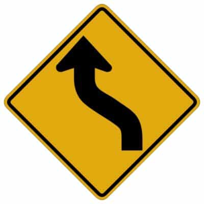 وکتور هشدار پیچ تند (فلش منحنی)