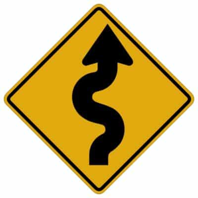 وکتور هشدار جاده مارپیچ تند