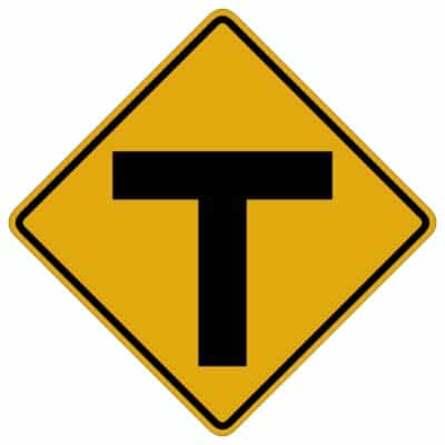 وکتور هشدار تقاطع T شکل
