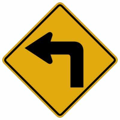 وکتور هشدار پیچ ۹۰ درجه (چپ)