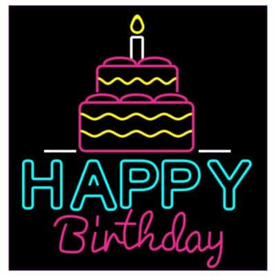 دانلود طرح آماده نئون فلکس کیک تولد Happy Birthday مناسب جشن و تولد فروشی